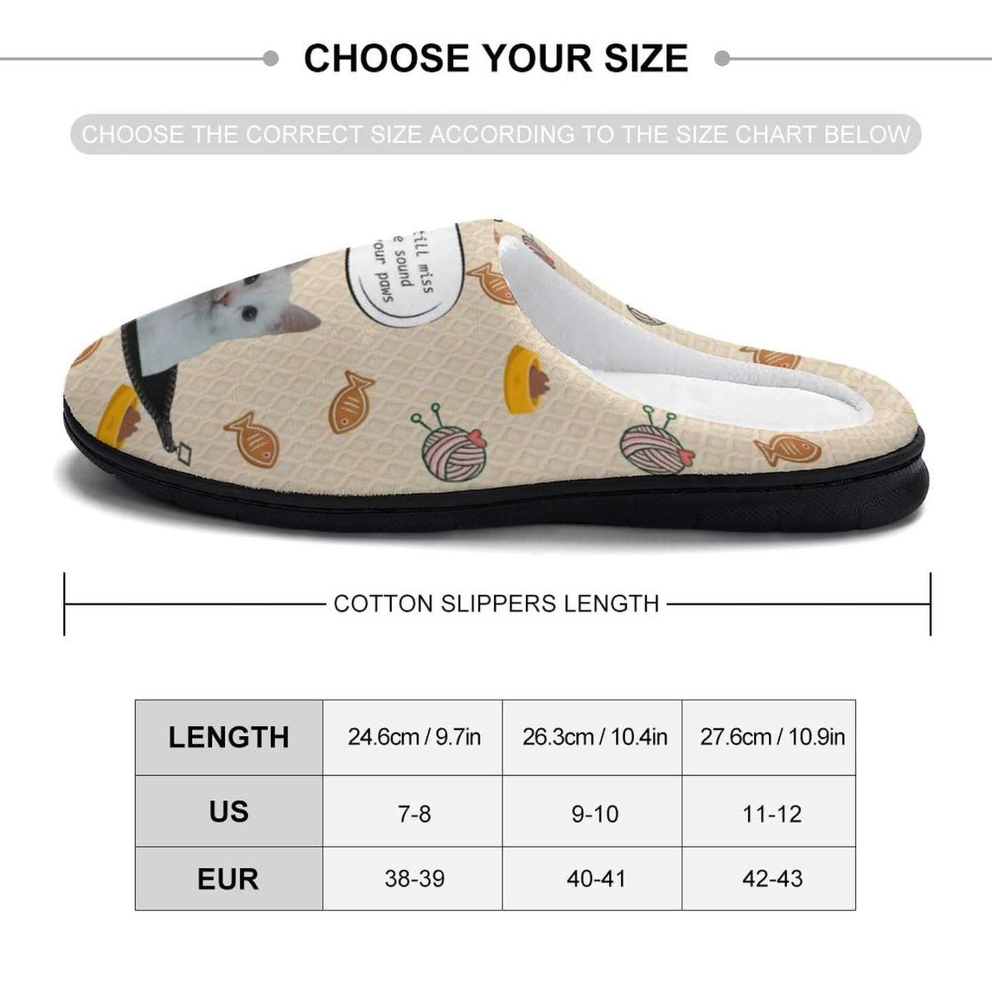 FacePajamas Slippers-2YX-SDS Custom Cat's Photo Miss Your Paws All Over Print Cotton Slippers