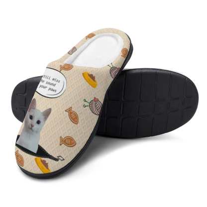 FacePajamas Slippers-2YX-SDS Custom Cat's Photo Miss Your Paws All Over Print Cotton Slippers