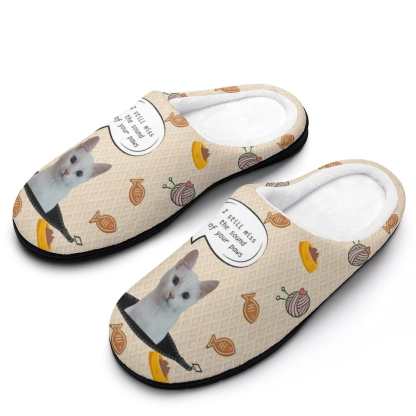 FacePajamas Slippers-2YX-SDS Custom Cat's Photo Miss Your Paws All Over Print Cotton Slippers
