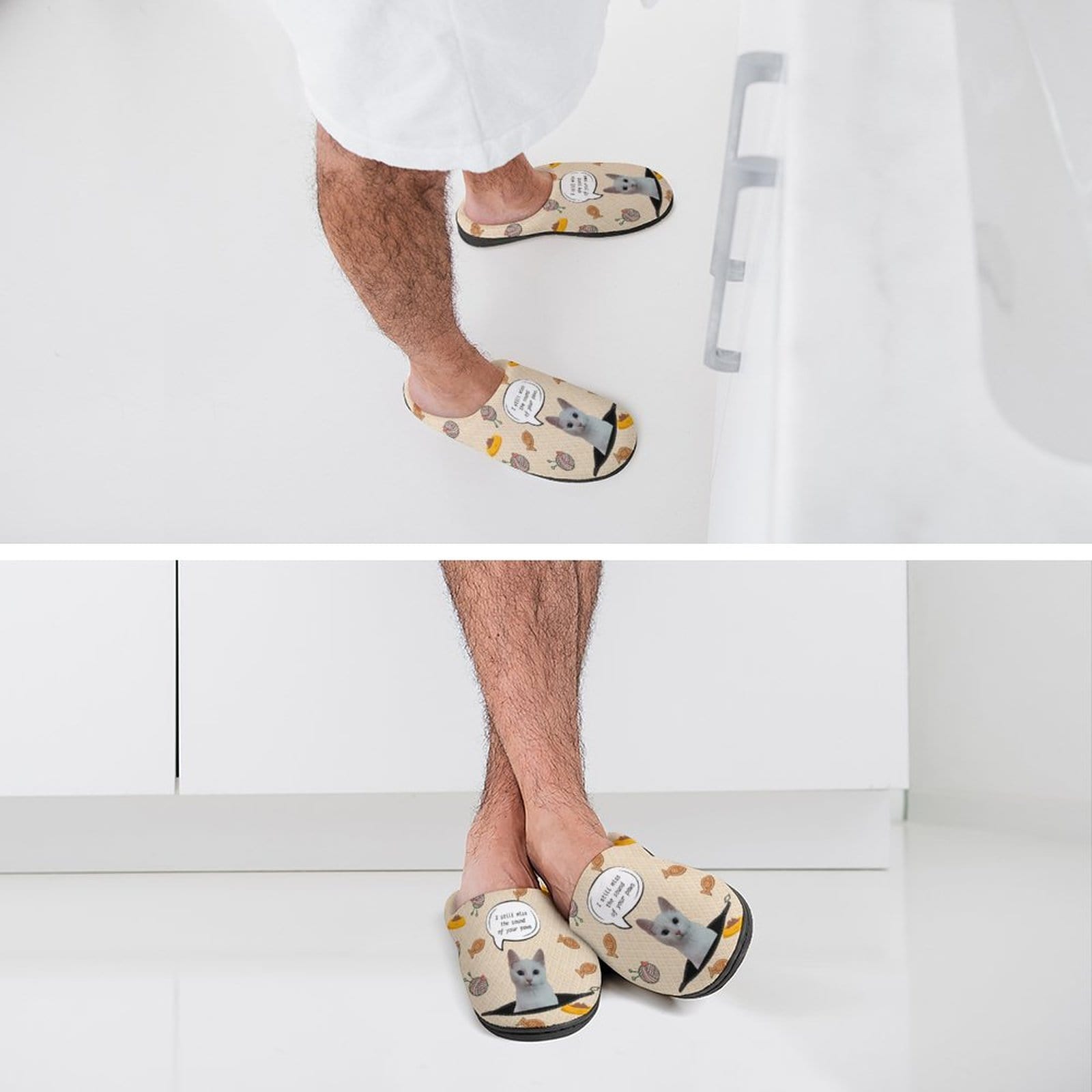 FacePajamas Slippers-2YX-SDS Custom Cat's Photo Miss Your Paws All Over Print Cotton Slippers
