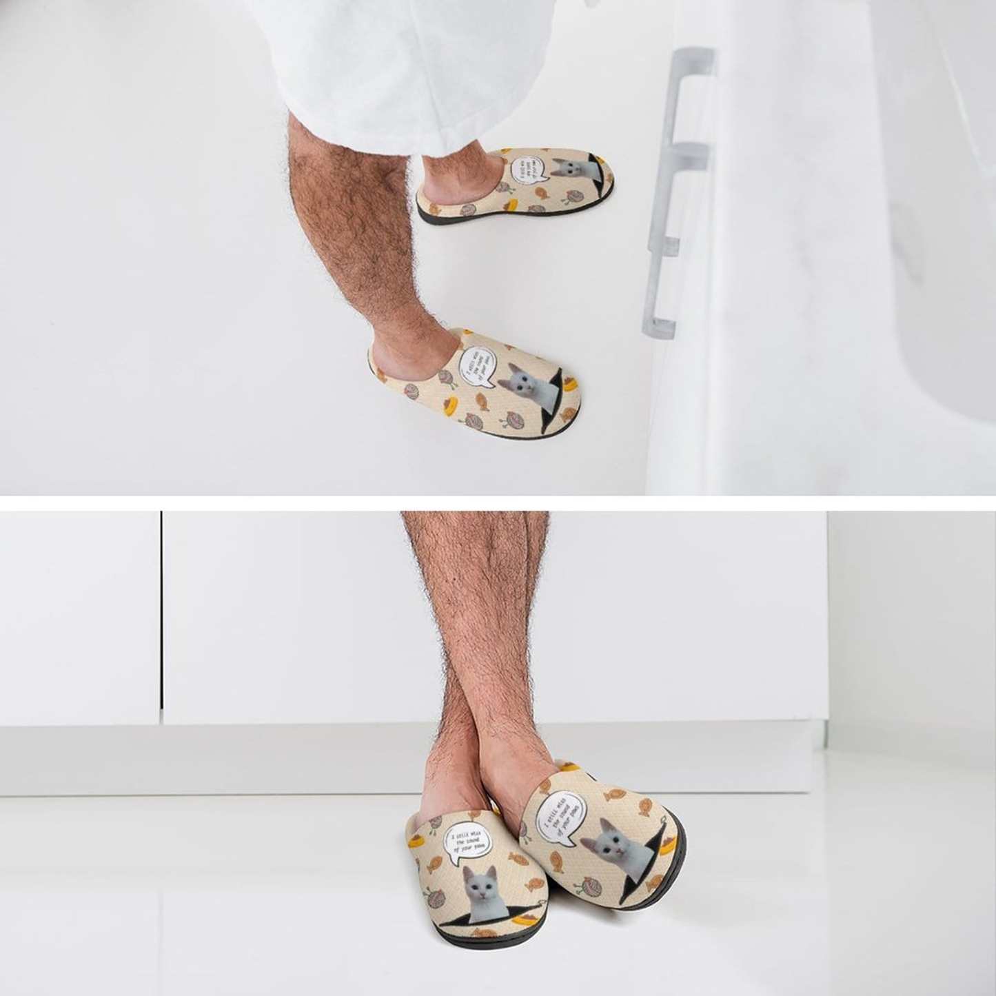 FacePajamas Slippers-2YX-SDS Custom Cat's Photo Miss Your Paws All Over Print Cotton Slippers