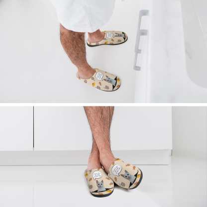 FacePajamas Slippers-2YX-SDS Custom Cat's Photo Miss Your Paws All Over Print Cotton Slippers