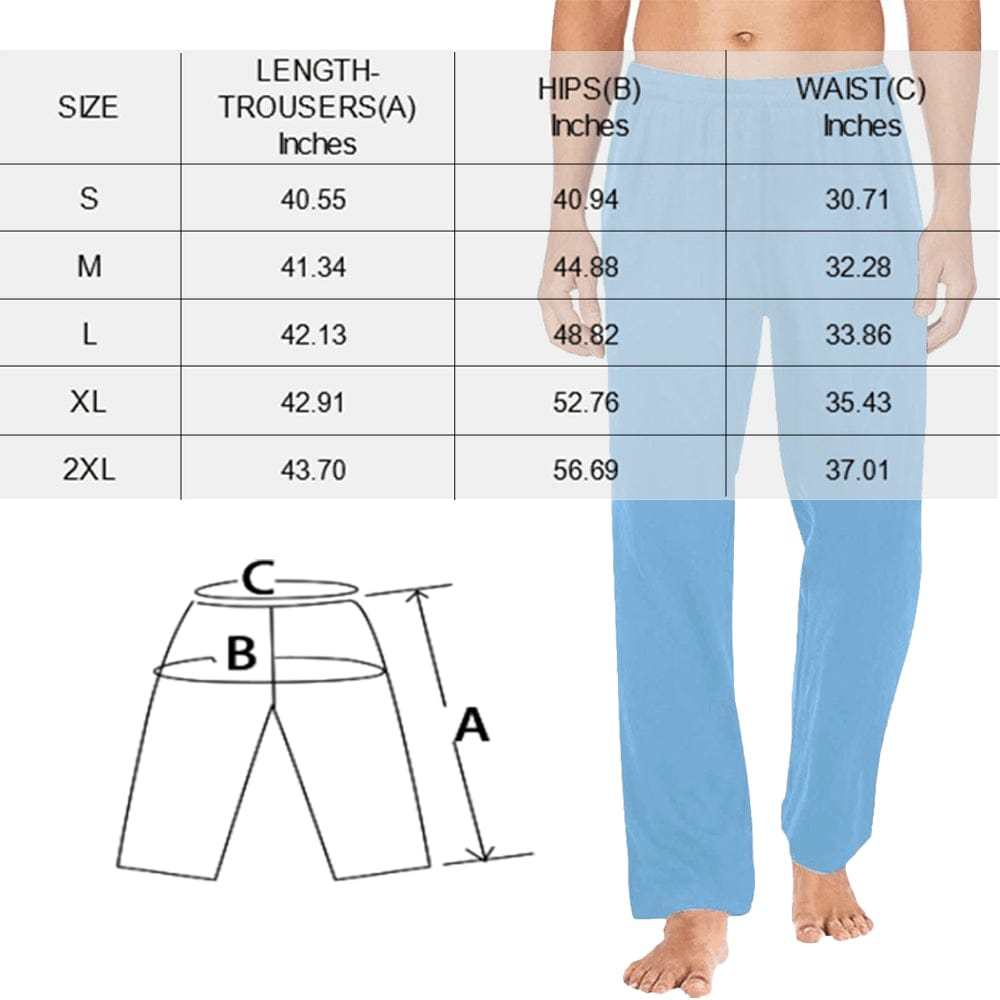 FacePajamas Pajama Shirt&Pants Custom Name Black&Blue Lattice Sleepwear Personalized Men's Slumber Party Long Pajama Pants