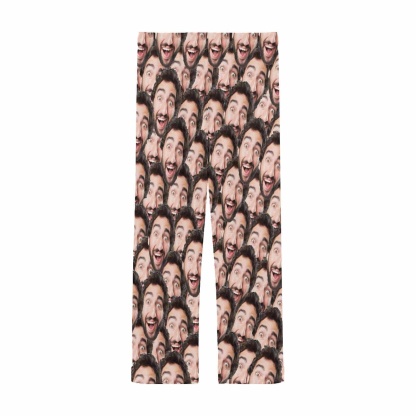 FacePajamas Pajama Shirt&Pants Custom Couple Face Seamless Sleepwear Personalized Women's&Men's Slumber Party Long Pajama Pants