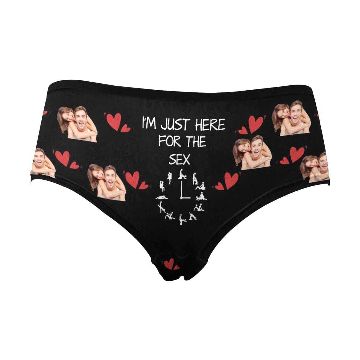 FacePajamas Mix Briefs Custom Couple Matching Lingerie Briefs I'm Just Here For The Sex Personalized Face Underwear For Couple Gifts Made for Your Gift