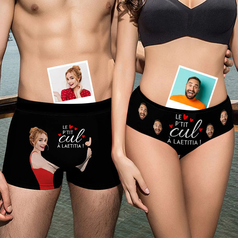 FacePajamas Mix Briefs Custom Couple Matching Lingerie Briefs LE P'TIT cut À laetitia Personalized Face Underwear For Couple Gifts Made for Your Gift