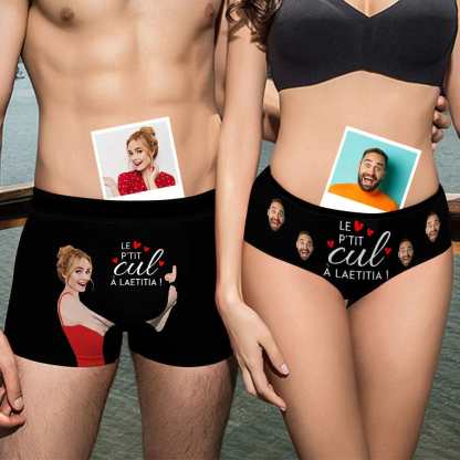 FacePajamas Mix Briefs Custom Couple Matching Lingerie Briefs LE P'TIT cut À laetitia Personalized Face Underwear For Couple Gifts Made for Your Gift