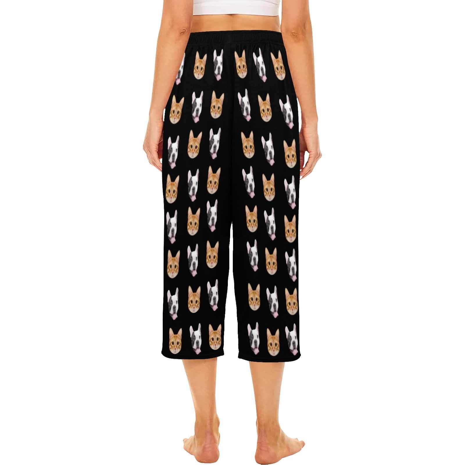 FacePajamas Pajama Shirt&Pants Custom Dog&Cat Face Pet Cropped Pajama Pants For Women Girlfriend Fashion Gift Personalized