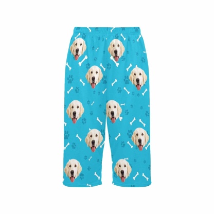 FacePajamas Pajama Shirt&Pants Custom Dog Face Blue Cropped Pajama Pants For Women Girlfriend Fashion Gift Personalized Cute