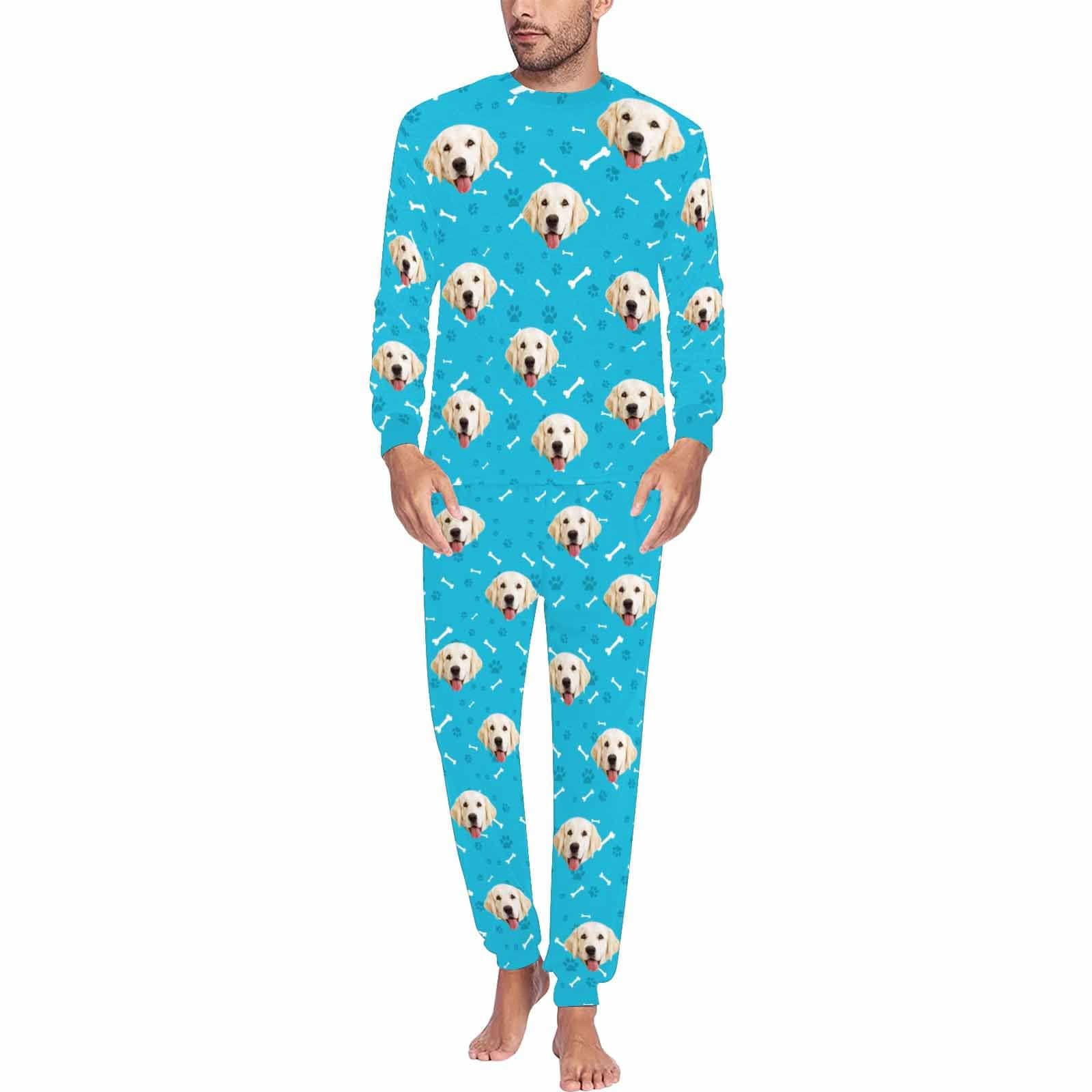 FacePajamas Pajama Custom Dog Pajamas Personalized Pet Face Paw & Bone Men's All Over Print Pajama Set