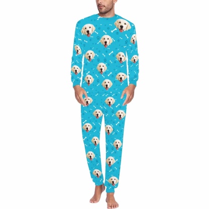 FacePajamas Pajama Custom Dog Pajamas Personalized Pet Face Paw & Bone Men's All Over Print Pajama Set