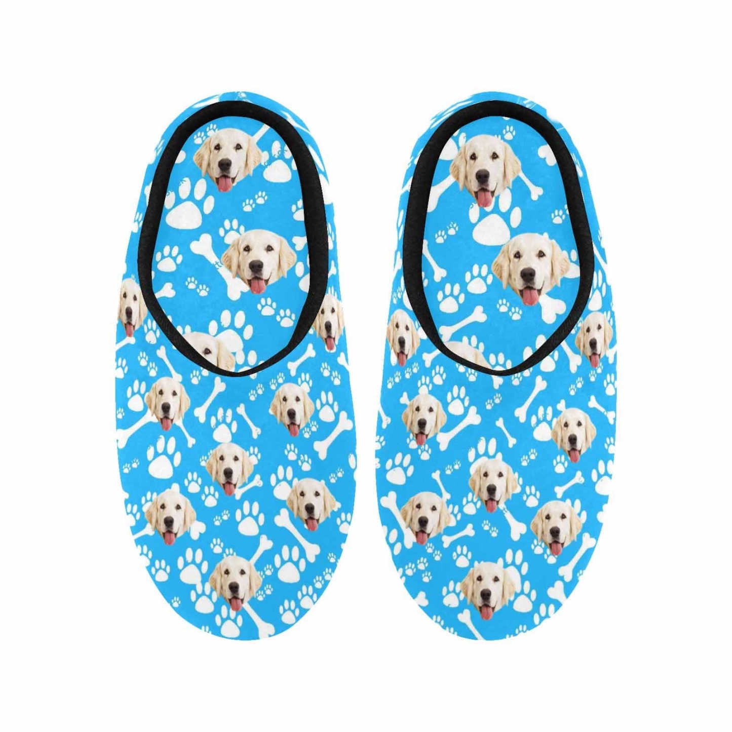 FacePajamas Slippers Custom Dog's Photo Footprint All Over Print Personalized Non-Slip Cotton Slippers