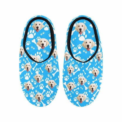 FacePajamas Slippers Custom Dog's Photo Footprint All Over Print Personalized Non-Slip Cotton Slippers