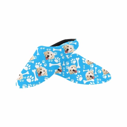 FacePajamas Slippers Custom Dog's Photo Footprint All Over Print Personalized Non-Slip Cotton Slippers