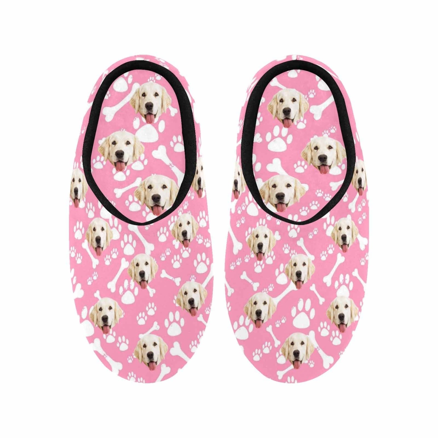 FacePajamas Slippers Custom Dog's Photo Footprint All Over Print Personalized Non-Slip Cotton Slippers