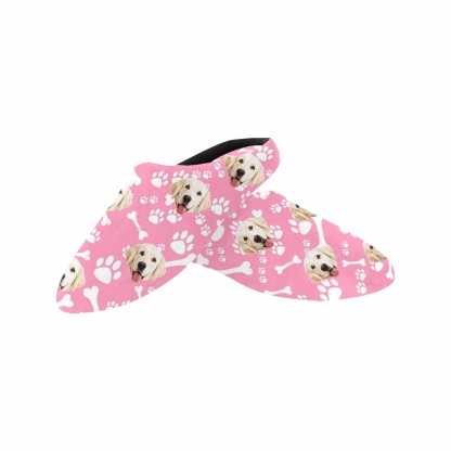 FacePajamas Slippers Custom Dog's Photo Footprint All Over Print Personalized Non-Slip Cotton Slippers