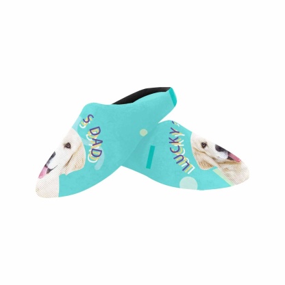 FacePajamas Slippers Custom Dog's Photo&Name All Over Print Personalized Non-Slip Cotton Slippers For Couple