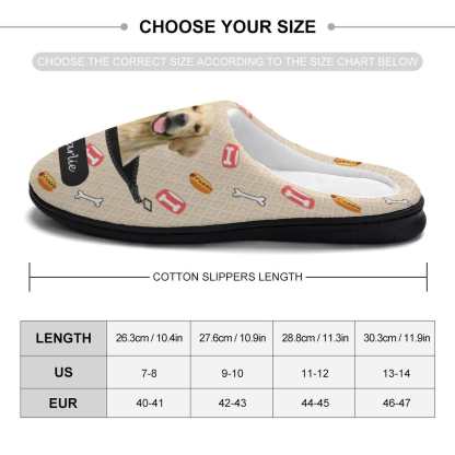 FacePajamas Slippers-2YX-SDS Custom Dog's Photo  & Name Bones Hamburgers All Over Print Cotton Slippers