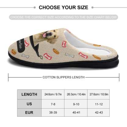 FacePajamas Slippers-2YX-SDS Custom Dog's Photo  & Name Bones Hamburgers All Over Print Cotton Slippers