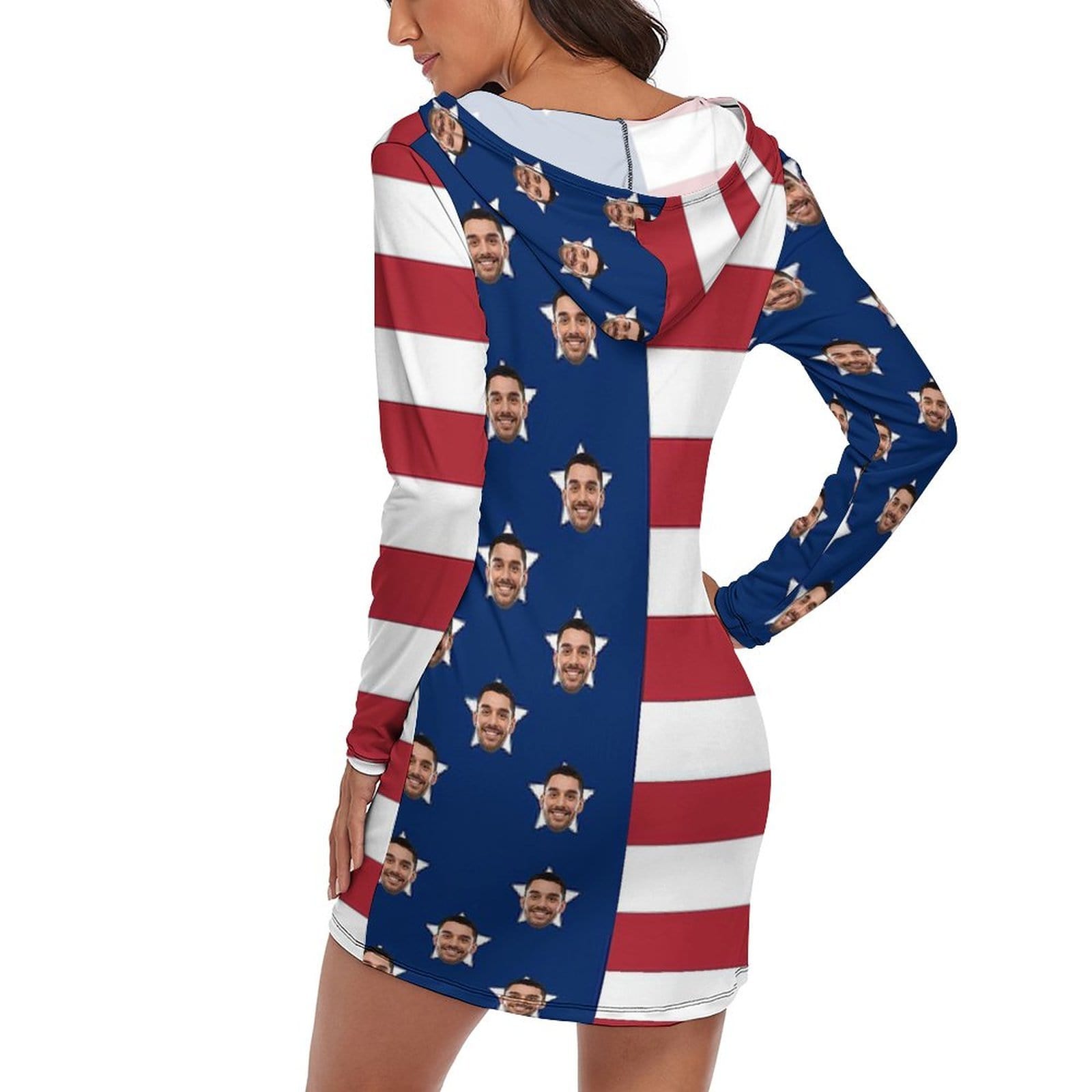 FacePajamas Pajama-2YX-SDS Custom Face Ameirian Flag Tracksuit Women's Long Sleeve  Loungewear