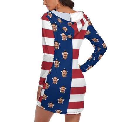 FacePajamas Pajama-2YX-SDS Custom Face Ameirian Flag Tracksuit Women's Long Sleeve  Loungewear