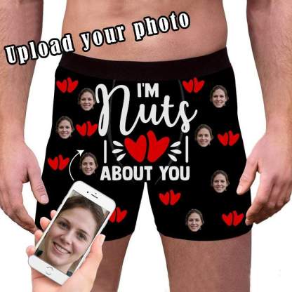 FacePajamas Underwear Custom Face Boxer Briefs I'm Nuts About You Personalized Photo Undies Face Boxer Underwear Valentine's Day for Him