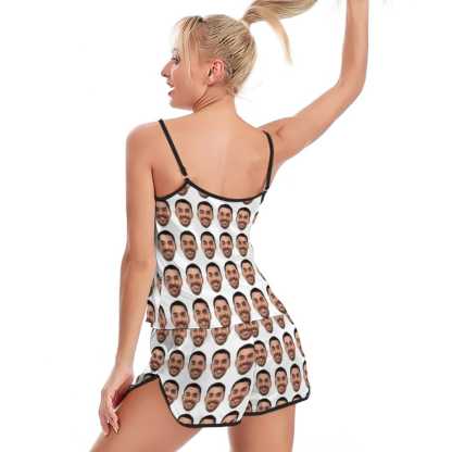 FacePajamas Pajama Custom Face Boyfriend Pajamas Sleepwear Personalized Women's Sexy Cami Pajamas Set