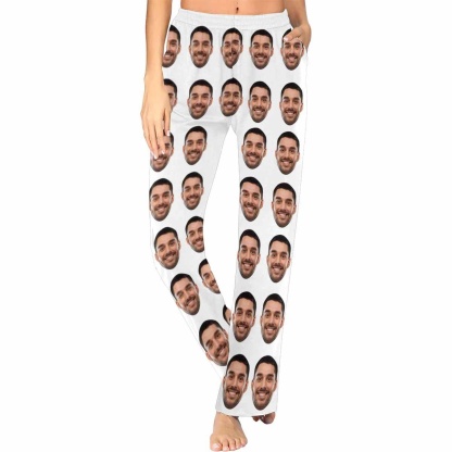 FacePajamas Pajama Custom Face Boyfriend Sleepwear Personalized Women's Slumber Party Long Pajama Set Pajama Top&Pajama Bottom