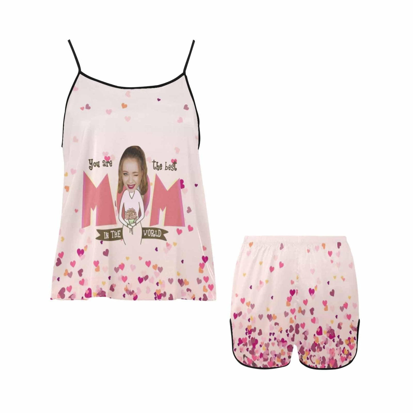 FacePajamas 379780497655 Custom Face Cami Pajamas Set Best Mom Women's Personalized Sleepwear