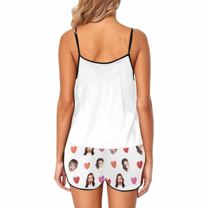FacePajamas 379780497655 Custom Face Cami Pajamas Set  Colorful Hearts Best Mom Women's Personalized Sleepwear