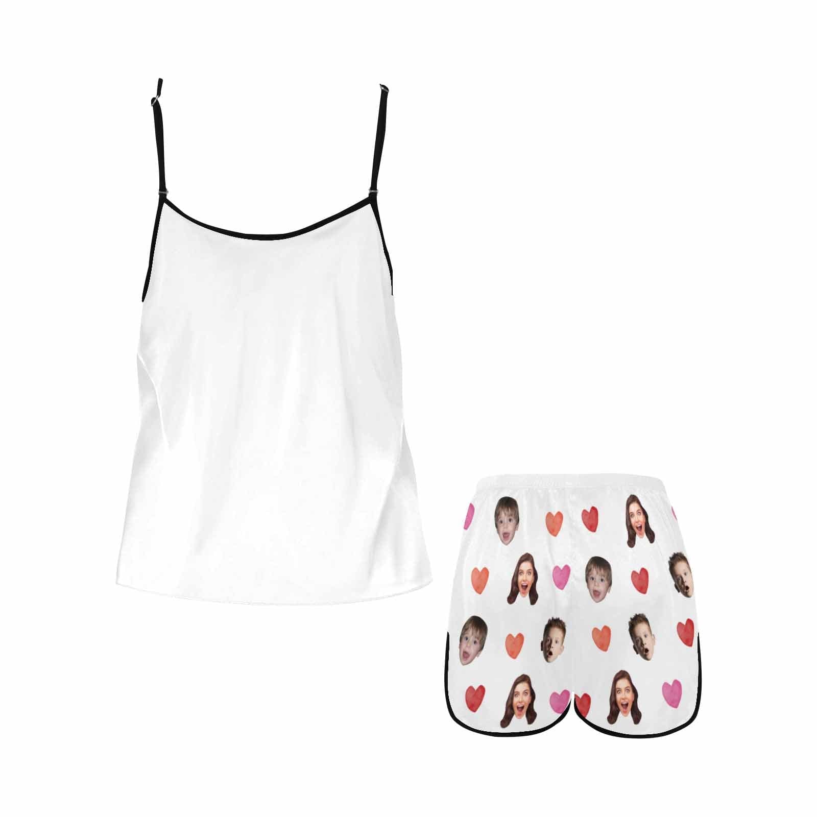 FacePajamas 379780497655 Custom Face Cami Pajamas Set  Colorful Hearts Best Mom Women's Personalized Sleepwear