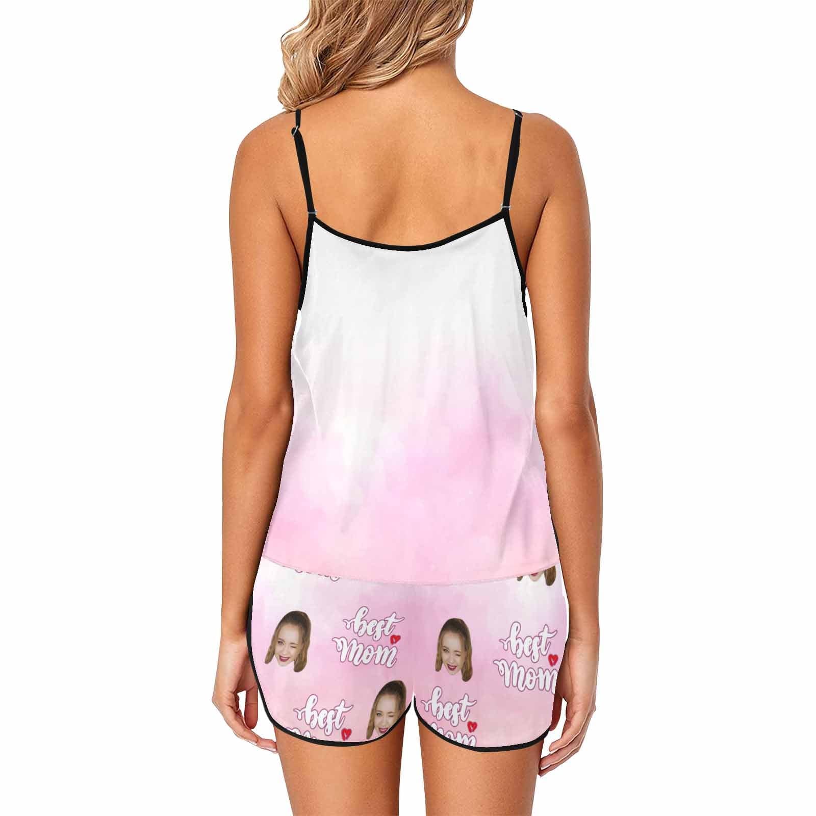 FacePajamas 379780497655 Custom Face Cami Pajamas Set Mom Are The Queen Personalized Sleepwear