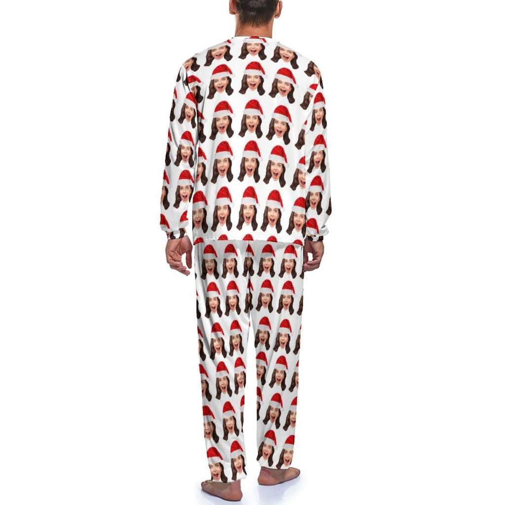 FacePajamas Pajama Custom Face Christmas Hat Sleepwear Personalized Family Slumber Party Matching Long Sleeve Pajamas Set