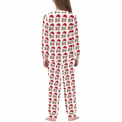 FacePajamas Pajama Custom Face Christmas Hat Sleepwear Personalized Family Slumber Party Matching Long Sleeve Pajamas Set