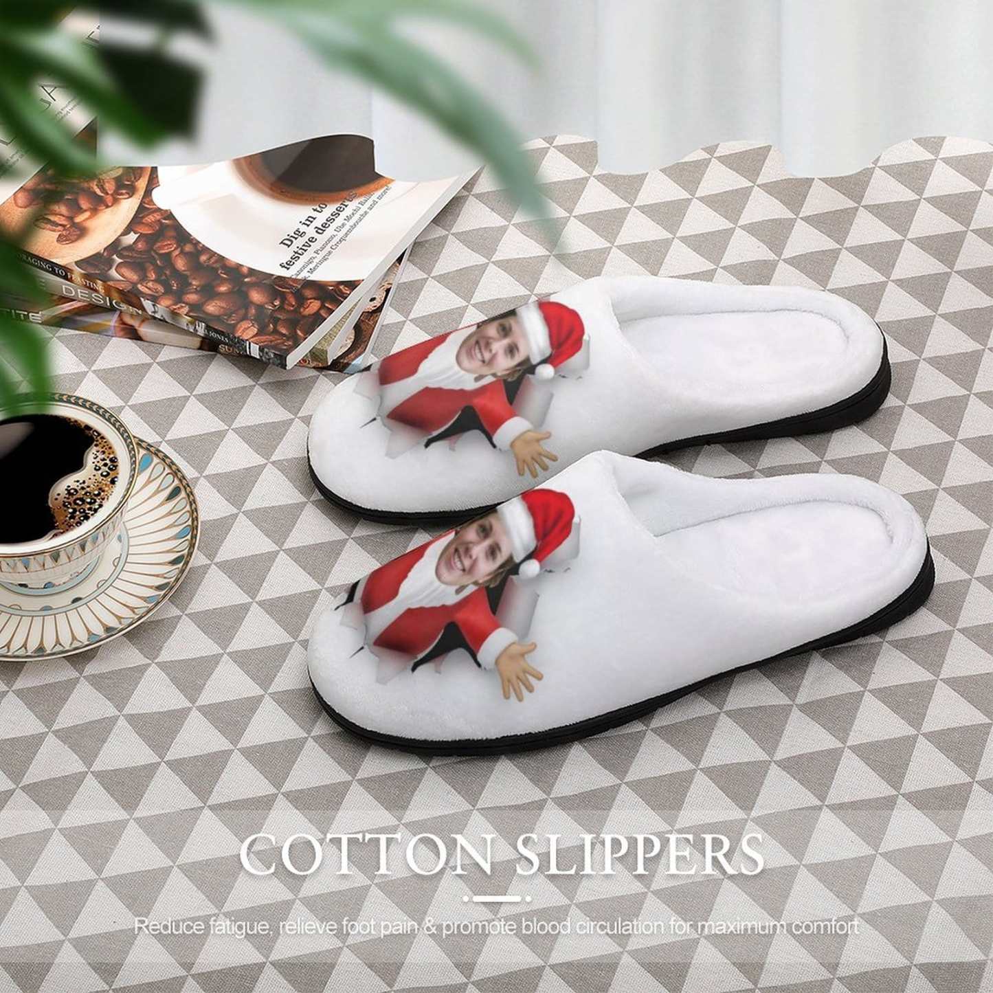 FacePajamas Slippers-2YX-SDS Custom Face Christmas Women's All Over Print Cotton Slippers