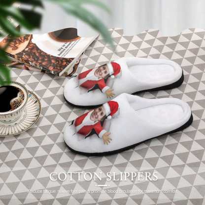 FacePajamas Slippers-2YX-SDS Custom Face Christmas Women's All Over Print Cotton Slippers