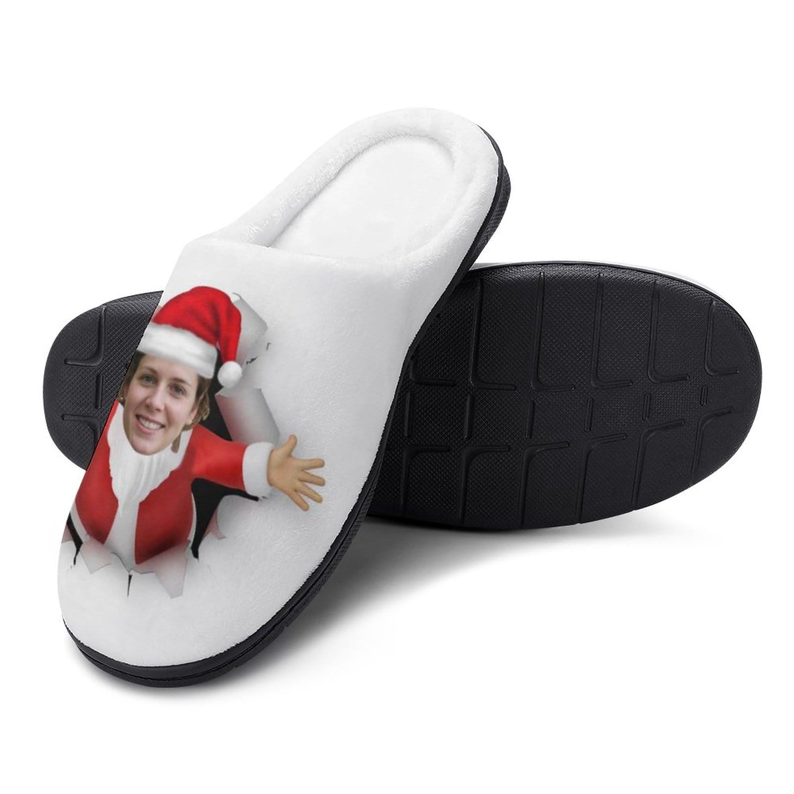 FacePajamas Slippers-2YX-SDS Custom Face Christmas Women's All Over Print Cotton Slippers
