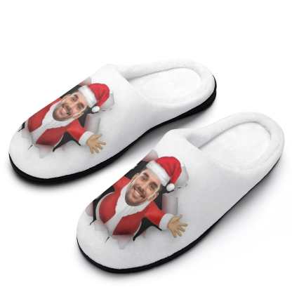 FacePajamas Slippers-2YX-SDS Custom Face Christmas Men's All Over Print Cotton Slippers