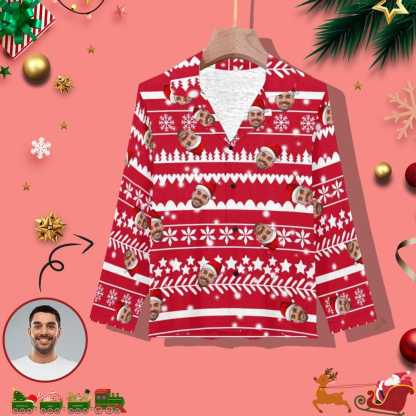 FacePajamas Pajama Custom Face Christmas Snowflake Tree Women's Long Pajama Set Pajama Top&Pajama Bottom