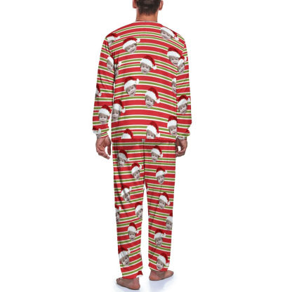 FacePajamas Pajama Custom Face Christmas Stripes Couple Matching Pajamas