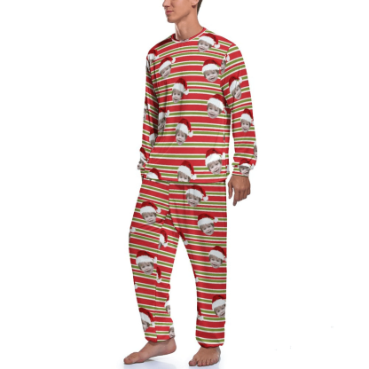 FacePajamas Pajama Custom Face Christmas Stripes Couple Matching Pajamas