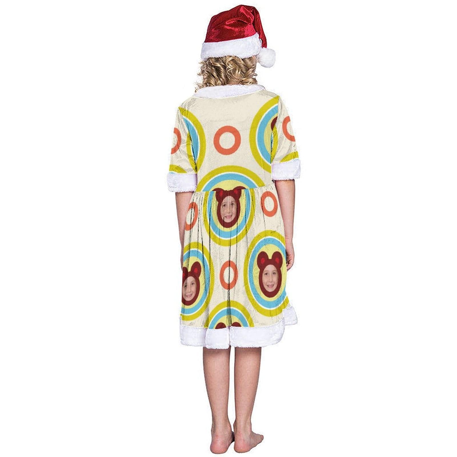 FacePajamas Christmas Dress-2ML-SDS Custom Face Circular Pattern Chrismas Nightdress Personalized Christmas Dress Pajamas For Girls