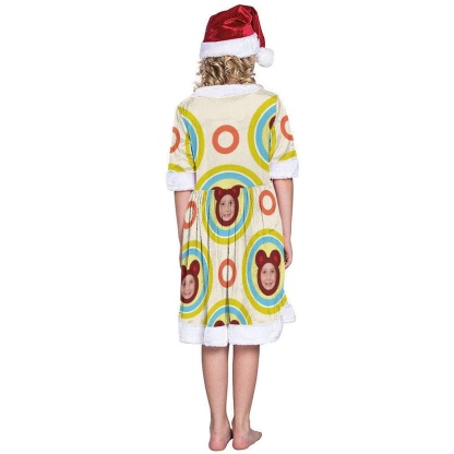 FacePajamas Christmas Dress-2ML-SDS Custom Face Circular Pattern Chrismas Nightdress Personalized Christmas Dress Pajamas For Girls