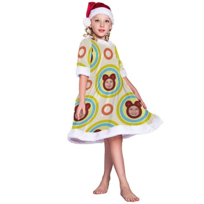 FacePajamas Christmas Dress-2ML-SDS Custom Face Circular Pattern Chrismas Nightdress Personalized Christmas Dress Pajamas For Girls