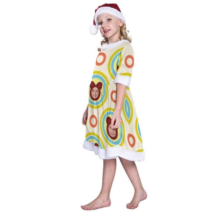 FacePajamas Christmas Dress-2ML-SDS Custom Face Circular Pattern Chrismas Nightdress Personalized Christmas Dress Pajamas For Girls