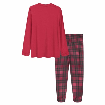 FacePajamas Custom Face Couple Pajamas Personalized Love Custom Image Couple Matching Crew Neck Long Sleeves Pajama Set