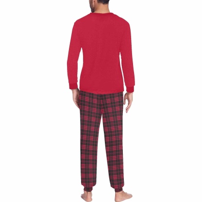 FacePajamas Custom Face Couple Pajamas Personalized Love Custom Image Couple Matching Crew Neck Long Sleeves Pajama Set