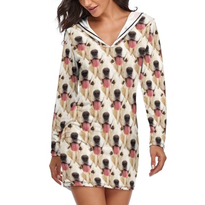 FacePajamas Pajama-2YX-SDS Custom Face Cute Pet Tracksuit Women's Long Sleeve  Loungewear