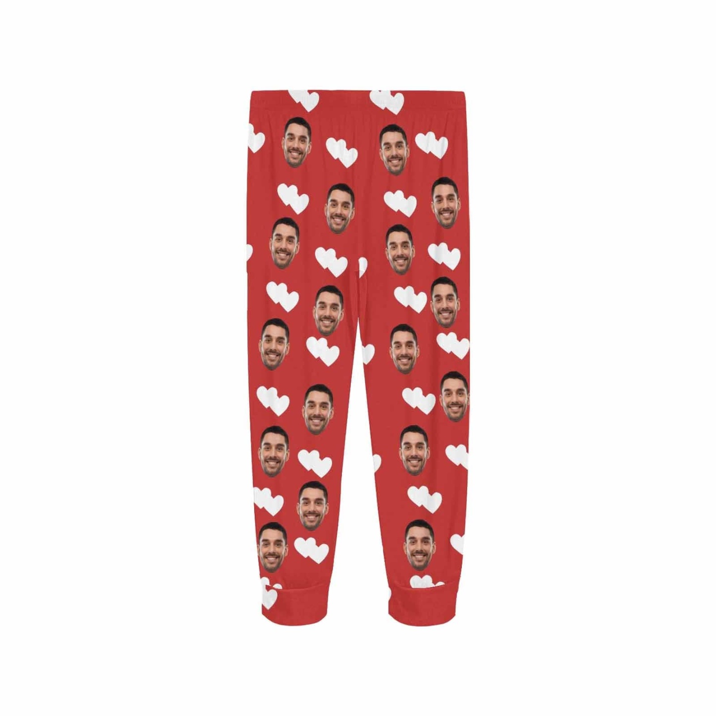 FacePajamas Pajama Shirt&Pants Custom Face Heart Red Long Pajama Shirt&Pants Personalized Women's Slumber Party Sleepwear