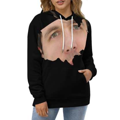 FacePajamas Hoodie-2WH-SDS Custom Face Hoodie Irregular Shape Unisex Large Size Hooded Pullover Personalized Big Face Loose Hoodie Top Outfits